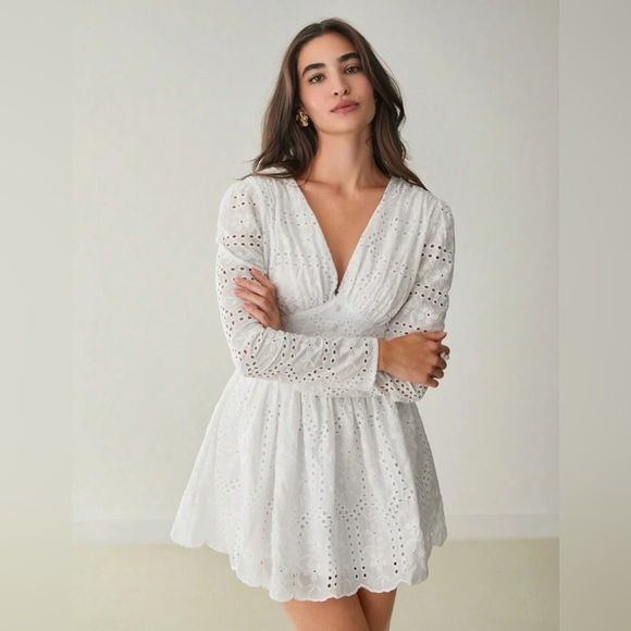 Never Worn Elegant White Eyelet Dress - Picture 4 of 14